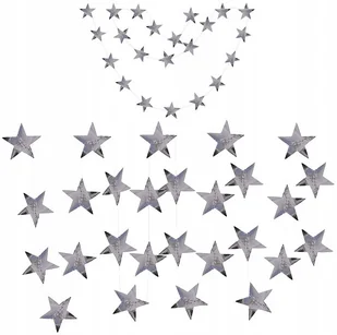 Girlanda Baner Gwiazdki Srebrne Na Sylwestra 350Cm - Dekoracje sali - miniaturka - grafika 1