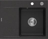 Zlewozmywaki - Mexen Ben zlewozmywak granitowy 1-komorowy z ociekaczem lewy 600 x 500 mm, czarny/srebrny metalik, syfon chrom - 6522605000-73 - miniaturka - grafika 1