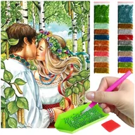 Zabawki kreatywne - Haft Diamentowy ARTULIO, Obraz DIY 5D, Diamond Painting, Mozaika Diamentowa 40X60cm (Rustykalna para pośród drzew) + Zestaw Akcesoriów - miniaturka - grafika 1