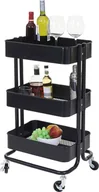 Wózki kuchenne - Wózek do serwowania HWC-C64, wózek kuchenny wózek barowy wózek do herbaty wózek transportowy wózek ~ czarny bez uchwytu - miniaturka - grafika 1
