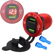Ładowarki samochodowe - ŁADOWARKA SAMOCHODOWA DO AUTA DO ZABUDOWY USB QC 3.0 12V 24V WOLTOMIERZ - miniaturka - grafika 1