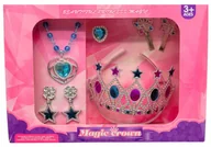 Zabawy w naśladowanie dorosłych - ZESTAW KSIĘŻNICZKI KORONA BIŻUTERIA królewna KRYSZTAŁY SPINKI - miniaturka - grafika 1