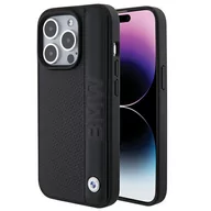 Etui i futerały do telefonów - BMW BMHCP15L22RDPK iPhone 15 Pro 6.1" czarny/black hardcase Leather Textured & Stripe - miniaturka - grafika 1