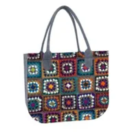 Torebki damskie - Duża Damska Torba Filcowa na ramię z patchworkowym motywem Lady Frania - miniaturka - grafika 1