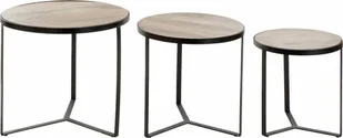 DKD Home Decor Zestaw 3 stołów DKD Home Decor Brązowy Czarny Metal Plastikowy Drewno mango 60 x 60 x 55 cm - Ławy i stoliki kawowe - miniaturka - grafika 1