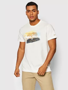 Koszulki męskie - Pepe Jeans T-Shirt Aegir PM508227 Biały Regular Fit - grafika 1