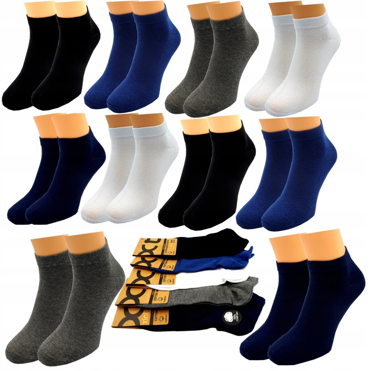 10x Skarpetki Stopki Męskie Bawełniane Kolorowe Krótkie Skarpetki 39/42