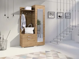 Garderoba Vigo do przedpokoju wieszak dąb artisan z lustrem - Meble do przedpokoju - miniaturka - grafika 1