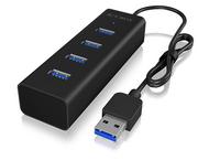 Huby USB - Icy Box IB-hub1409 4-krotnie Hub USB z 4 X USB 3.0 (Type-A) portami, zintegrowany przewód (40 cm), aluminium 60255 - miniaturka - grafika 1