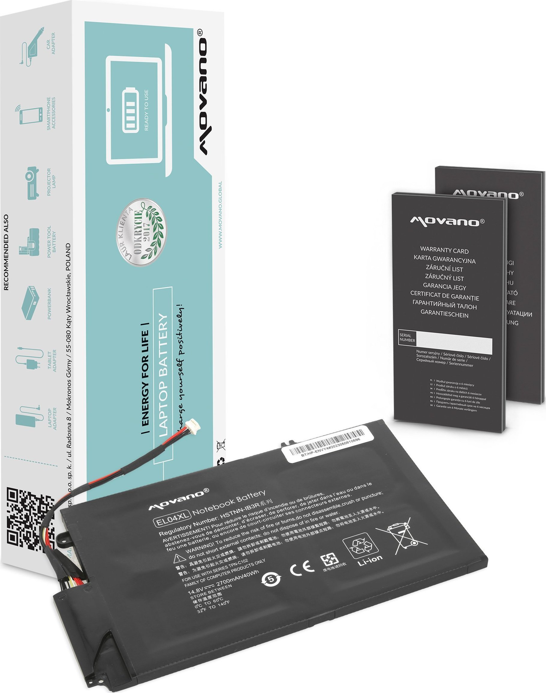 Bateria Movano Bateria EL04XL TPN-C102 do HP Envy 4