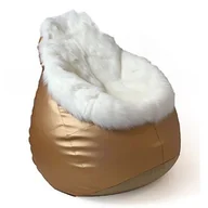 Fotele i pufy dla dzieci - Pufa worek GO GIFT Glamour XL Złoto-biały 120 x 80 cm - miniaturka - grafika 1