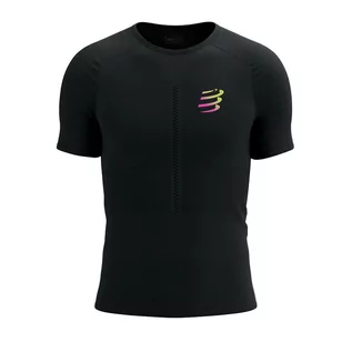 Bielizna sportowa męska - COMPRESSPORT Koszulka biegowa RACING SS T-SHIRT black/safe yellow - grafika 1