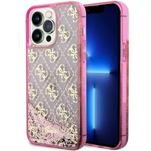 Guess GUHCP14LLC4PSGP iPhone 14 Pro 6.1" różowy/pink hardcase Liquid Glitter 4G Transculent - Etui i futerały do telefonów - miniaturka - grafika 1