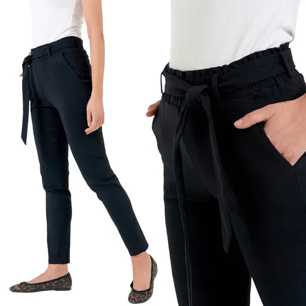 Wiązane Spodnie Damskie Chinosy Wysoki Stan Wiskoza Slim Fit MORAJ XXL/3XL