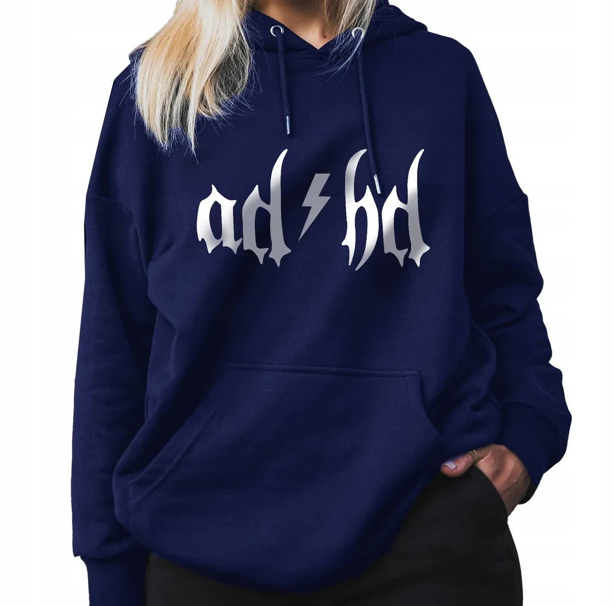 GRANATOWA BLUZA DAMSKA Z Kapturem METALLICA AD HD Lyrics Wzory Rozmiar L