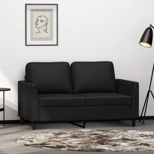 vidaXL 2-osobowa sofa, czarna, 120 cm, sztuczna skóra - Sofy i kanapy - miniaturka - grafika 1