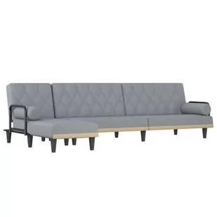 Sofa rozkładana L, jasnoszara, 260x140x70 cm, tkan - Narożniki - miniaturka - grafika 1