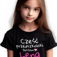 Koszulki męskie - KOSZULKA Czarna Dziecięca PREZENT do PRZEDSZKOLA Własne IMIĘ wzór - 134 cm - miniaturka - grafika 1