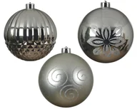 Bombki - Duża bombka plastikowa 14cm dekorowana zdobiona na choinkę Srebrny - miniaturka - grafika 1
