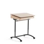 Meble do szkół i przedszkoli - Ławka szkolna ACCESS, 650x650 mm, regulacja wysokości, HPL, antracyt/brzoza - miniaturka - grafika 1