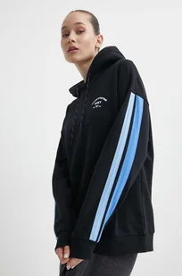 Roxy bluza bawełniana Essential Energy damska kolor czarny z kapturem z nadrukiem ERJFT04793 - Bluzy damskie - miniaturka - grafika 1