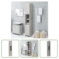 Szafki łazienkowe - The Living Store Szafka łazienkowa betonowa szara 30x30x183,5 cm materiał drewnopochodny - miniaturka - grafika 1