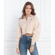 Bluzy damskie - CALVIN KLEIN JEANS Bluza LABEL POLO COLLAR | Loose fit - miniaturka - grafika 1