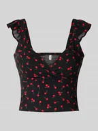 Koszulki i topy damskie - Top krótki o kroju slim fit z czystej wiskozy model ‘NOVA LIFE’ - miniaturka - grafika 1