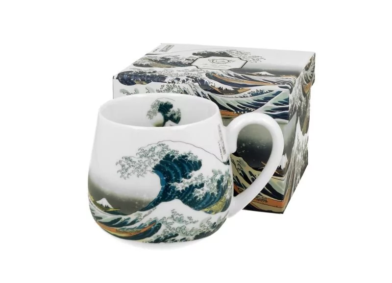Kubek do kawy i herbaty porcelanowy, baryłka DUO The Great Wave K. Hokusai 430 ml