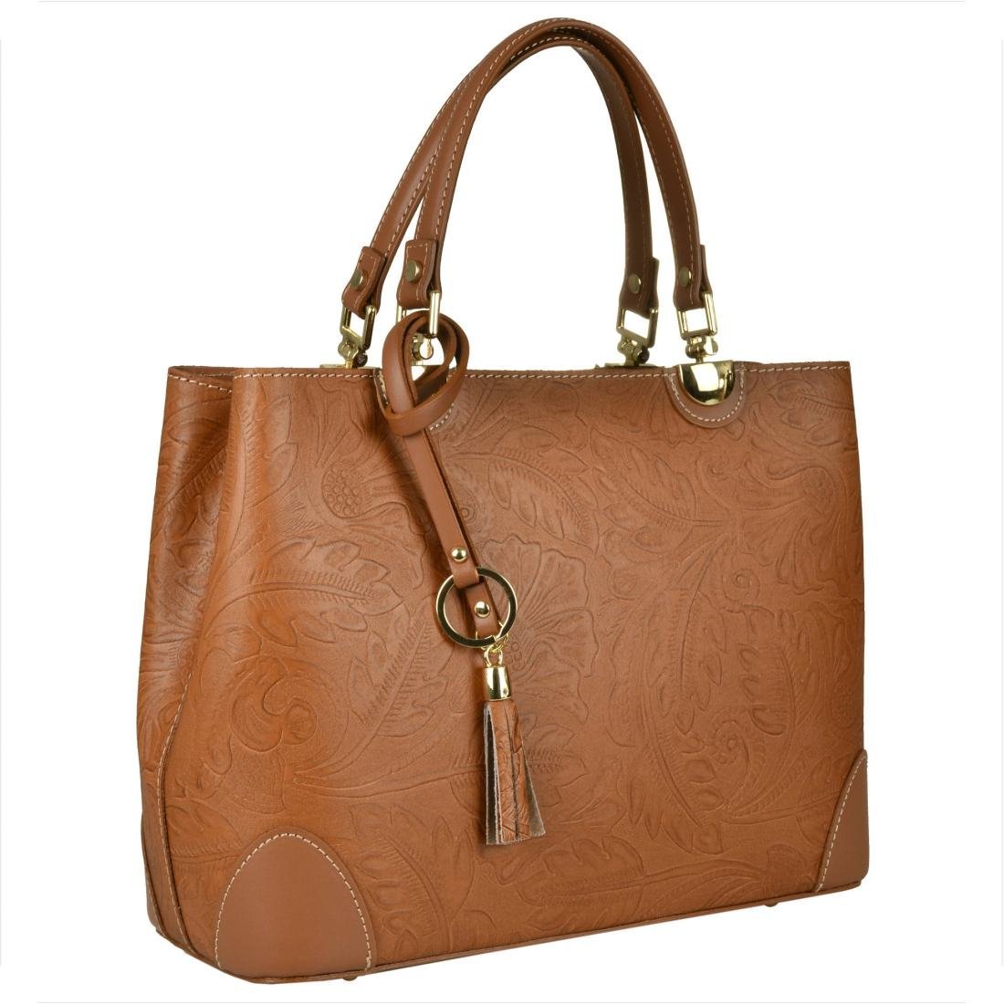 Skórzana torebka shopper kuferek L brąz camel