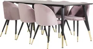 Stoły z krzesłami - Dipp180x90BLBR zestaw do jadalni stół do jadalni czarny oraz 6 Velvet krzesło stołowe welur różowy, czarny, mosiądzReplika . - miniaturka - grafika 1