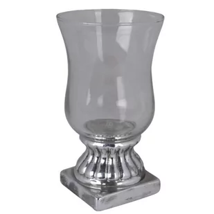 Ceramiczny świecznik ze szklaną górą Kasti 19 cm - Świeczniki - miniaturka - grafika 1