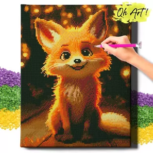 Diamond Painting 5D Z Ramą Słodki lisek Haft Diamentowy 30X40 Mozaika Zwierzęta Dla Dzieci Oh Art! - Zabawki kreatywne - miniaturka - grafika 1