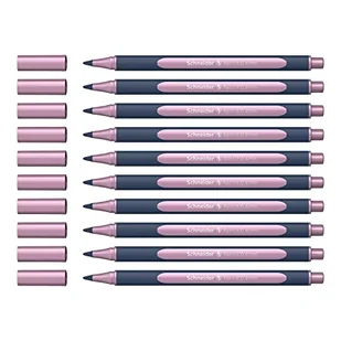 Schneider ML05001121 Metallic Rollerball długopis (grubość kreski 0,4 mm, tusz wysokometaliczny, szybkoschnący, obudowa z 88% biologicznego tworzywa sztucznego) 10 sztuk w kolorze różowym metalicznym - Pióra kulkowe - miniaturka - grafika 1