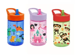 Butelka kids 430ml ze słomką mix dekoracji - Pojemniki kuchenne - miniaturka - grafika 1