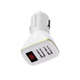 BOROFONE Borofone ładowarka samochodowa 2x USB z wyświetlaczem LED biały BFO-BZ11-W - Ładowarki samochodowe - miniaturka - grafika 1