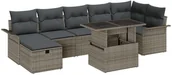 Sofy ogrodowe - 8-częściowy sofy ogrodowej z poduszkami w szarym kolorze z technorattanu, vidaXL Sofa ogrodowa 2-osobowa z miejscem na przechowywanie i poduszkami w szarym kolorze z technorattanu - miniaturka - grafika 1