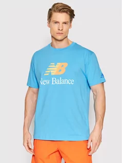 Koszulki męskie - New Balance T-Shirt MT21529 Niebieski Relaxed Fit - grafika 1