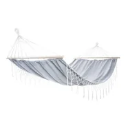 Hamak z frędzlami 1 osobowy 200x100cm Miami natura szary
