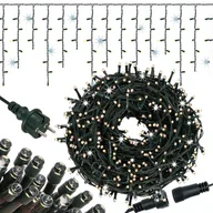 Oświetlenie świąteczne - Kurtyna świetlna 300 led girlanda, lampki zewnętrzne sople ciepły biały + flash - miniaturka - grafika 1