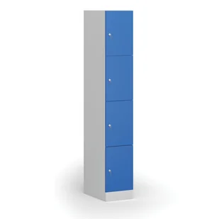 Szafka ubraniowa ze schowkami, 4 schowki, 1850 x 300 x 500 mm, zamek cylindryczny, drzwi niebieskie - Szafki biurowe - miniaturka - grafika 1