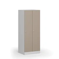 Szafki biurowe - Szafka ubraniowa obniżona, 2 schowki, 1500 x 600 x 500 mm, zamek cylindryczny, drzwi beżowe - miniaturka - grafika 1