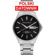 Zegarki męskie - Pacific SMB-1075D-02 czarny męski zegarek z polskim datownikiem i wodoszczelnością 100M - miniaturka - grafika 1