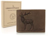 Portfele - Męski Portfel Skórzany Z Ochroną Rfid I Tłoczeniem Jelenia, Brązowy, Funkcjonalny Model Idealny Jako Elegancki Prezent Dla Myśliwego - miniaturka - grafika 1