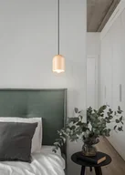 Lampy sufitowe - NARA R36311030 lampa wisząca z naturalnego drewna 1xE27 wykończenie czarne - miniaturka - grafika 1