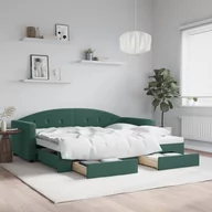 Sofy i kanapy - vidaXL Sofa rozsuwana z szufladami, ciemnozielona, 90x200 cm, aksamit - miniaturka - grafika 1
