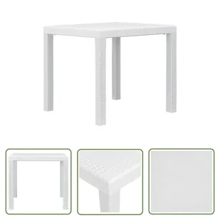 The Living Store Stolik ogrodowy - 79x79x72cm - plastik o wyglądzie rattanu - biały - Stolik Ogrodowy - Stoły ogrodowe - miniaturka - grafika 1