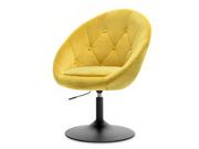 Fotele - Designerski Fotel Klubowy Regulowany Lounge 3 Żółty Welur Noga Czarna - miniaturka - grafika 1
