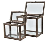 Lampy ogrodowe - Wood old Lampion/Szklarenka kpl. 2 szt. - miniaturka - grafika 1