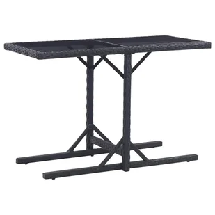 Stół ogrodowy, czarny, 110 x 53 x 72 cm, szkło i polirattan - Stoły ogrodowe - miniaturka - grafika 1